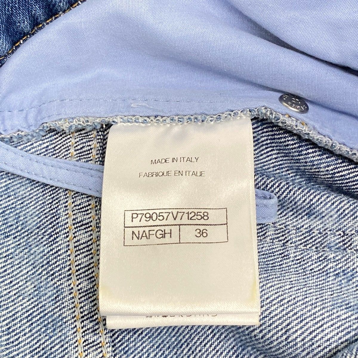 Chanel Jeans 36 S Light Blue Full Length Pearl CC Logo Wide Cotton — view 5