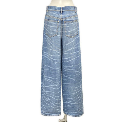 Chanel Jeans 36 S Light Blue Full Length Pearl CC Logo Wide Cotton — view 2