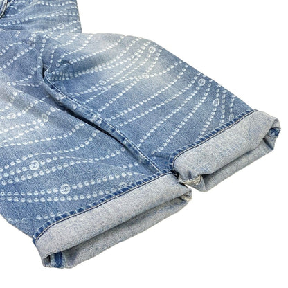 Chanel Jeans 36 S Light Blue Full Length Pearl CC Logo Wide Cotton — view 7