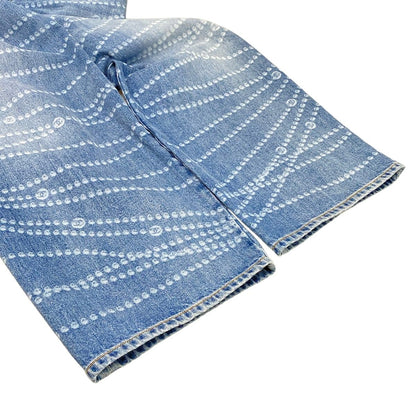 Chanel Jeans 36 S Light Blue Full Length Pearl CC Logo Wide Cotton — view 6