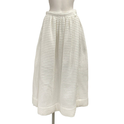 Chanel Long Skirt 34 S White Waffle Cotton