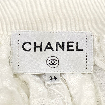 Chanel Long Skirt 34 S White Waffle Cotton — view 3