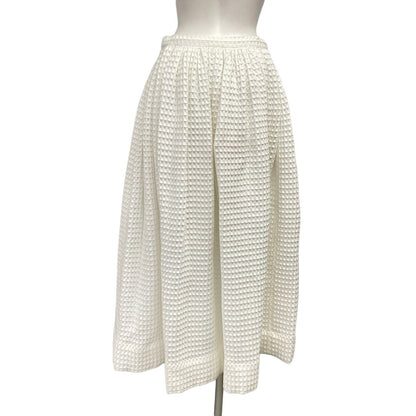 Chanel Long Skirt 34 S White Waffle Cotton — view 2
