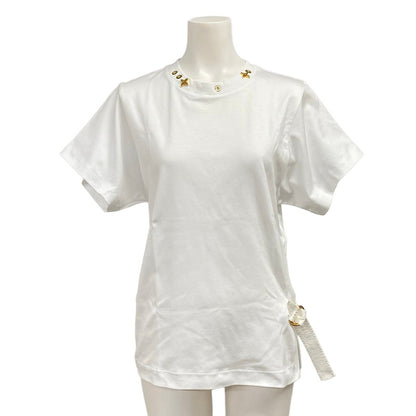 Louis Vuitton Short Sleeve T-Shirt XS Side Strap White Crew Neck Cotton Silk
