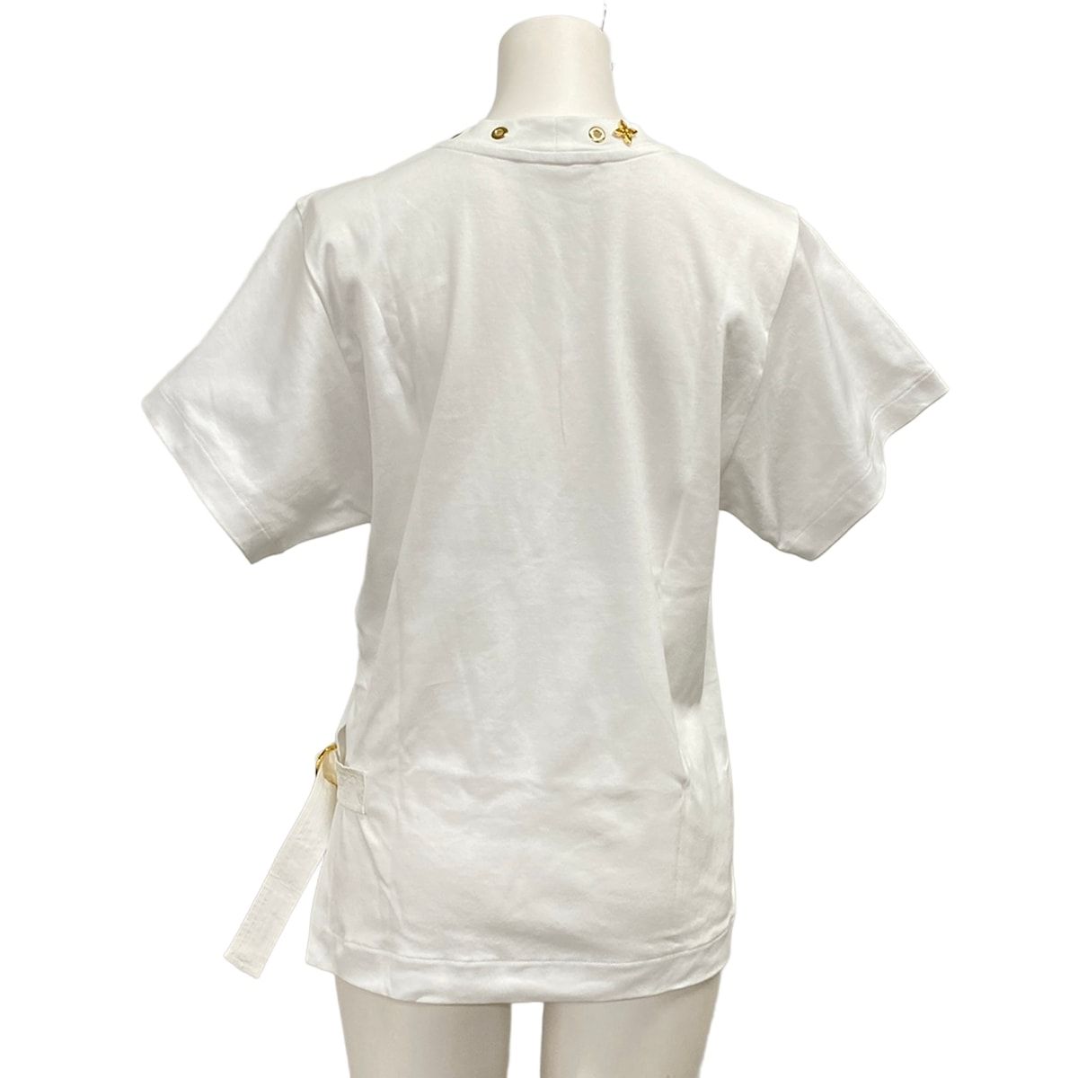 Louis Vuitton Short Sleeve T-Shirt XS Side Strap White Crew Neck Cotton Silk — view 2