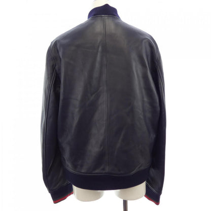 Gucci Web Stripe Leather Bomber Jacket — view 2