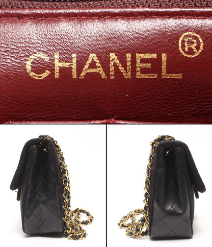 Chanel Chain Shoulder Bag Gold Mini Quilted Single Flap Lambskin Cotton — view 4