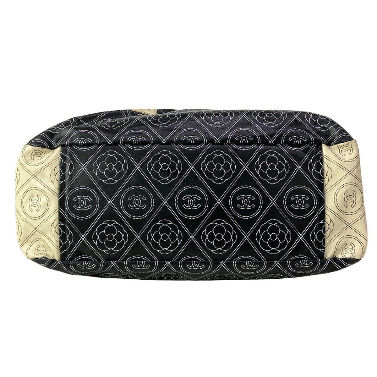 Chanel Tote Large Shopping Black Ivory 2-Way Chain Shoulder Silver Leather — view 5