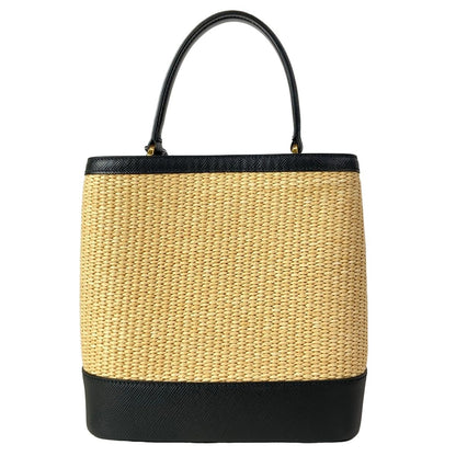 Prada Handbag Pannier Black Beige Gold Leather — view 3