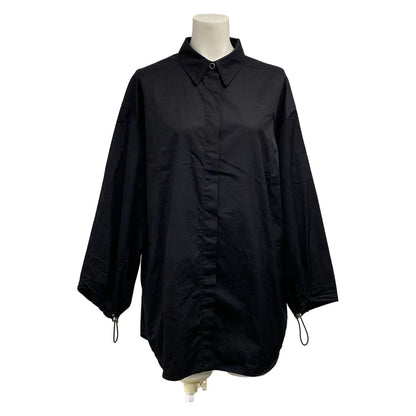 Hermes Long Sleeve Shirt Blouse 38 M Black Drawcord Cotton