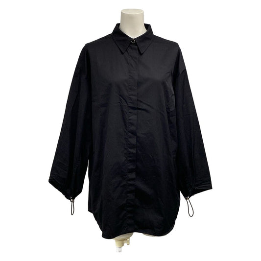 Hermes Long Sleeve Shirt Blouse 38 M Black Drawcord Cotton