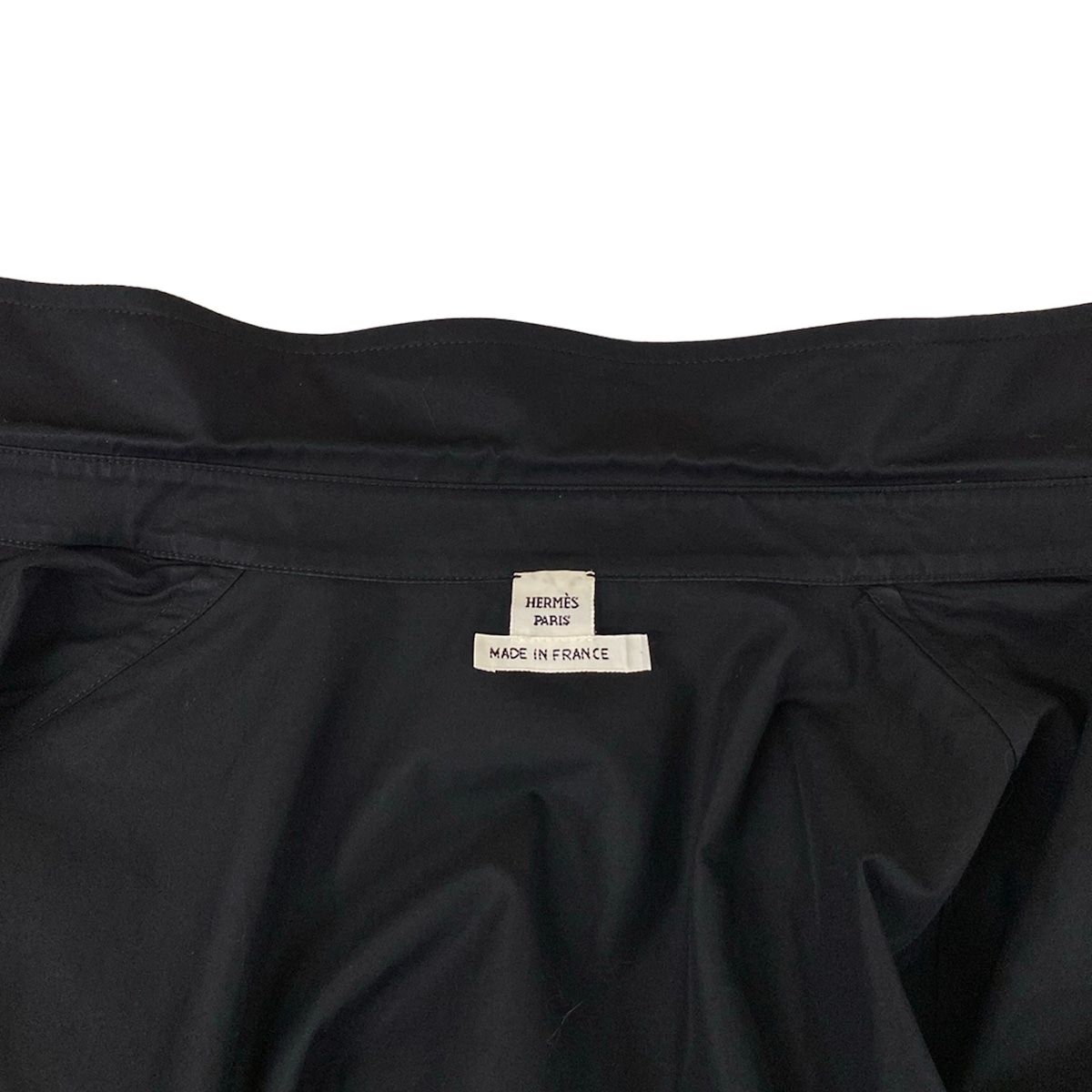 Hermes Long Sleeve Shirt Blouse 38 M Black Drawcord Cotton — view 8