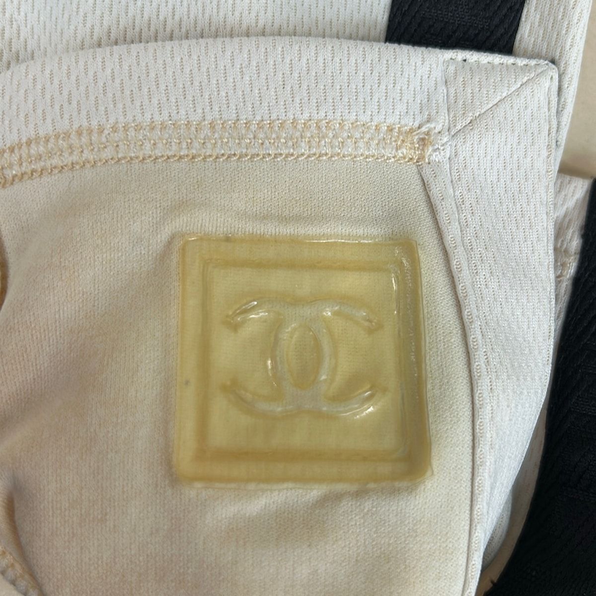 Chanel Jacket 38 M Ivory Black Zip Up Sports Line — view 8