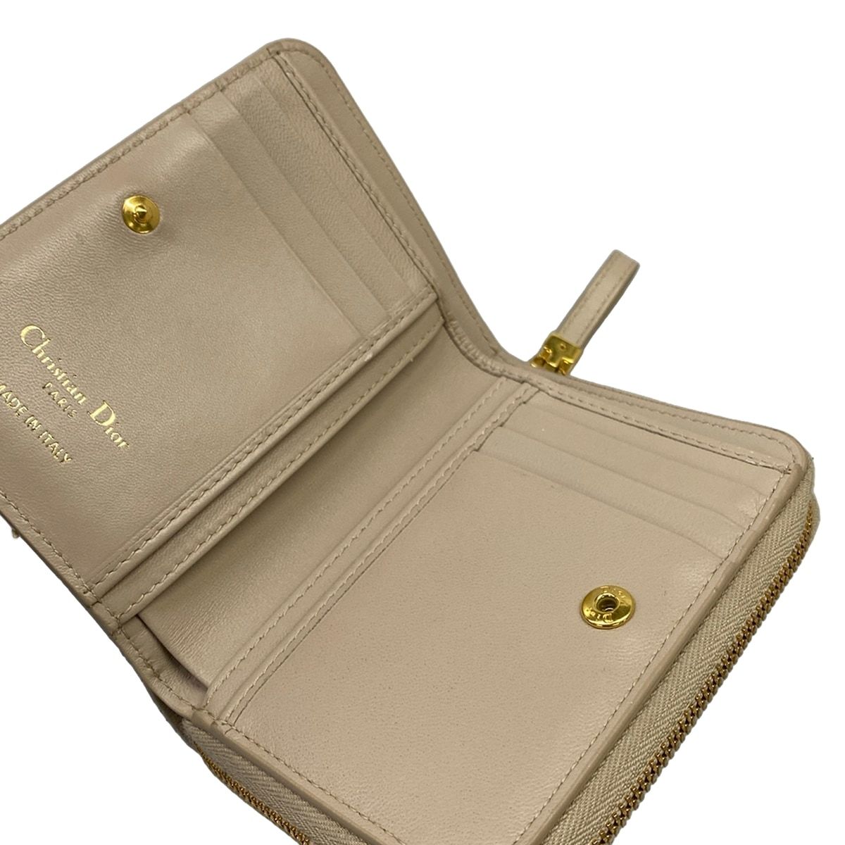 Dior Beige Zip Around Pearl Leather Wallet — view 3