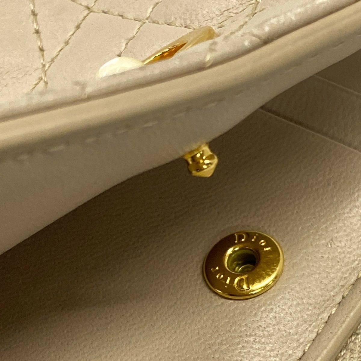 Dior Beige Zip Around Pearl Leather Wallet — view 7