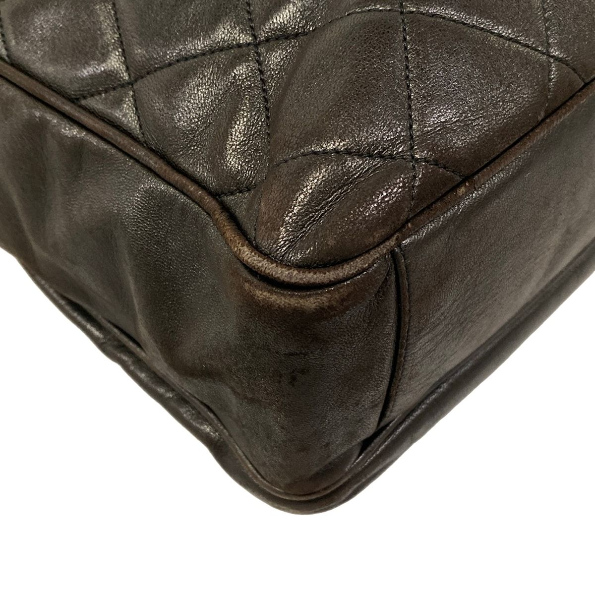 Chanel Tote Quilted Dark Brown Gold Lambskin — view 6