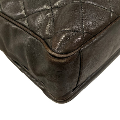 Chanel Tote Quilted Dark Brown Gold Lambskin — view 6