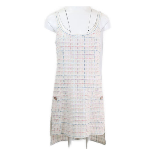 Chanel Tweed CC Logo Button Sleeveless 36 Dress