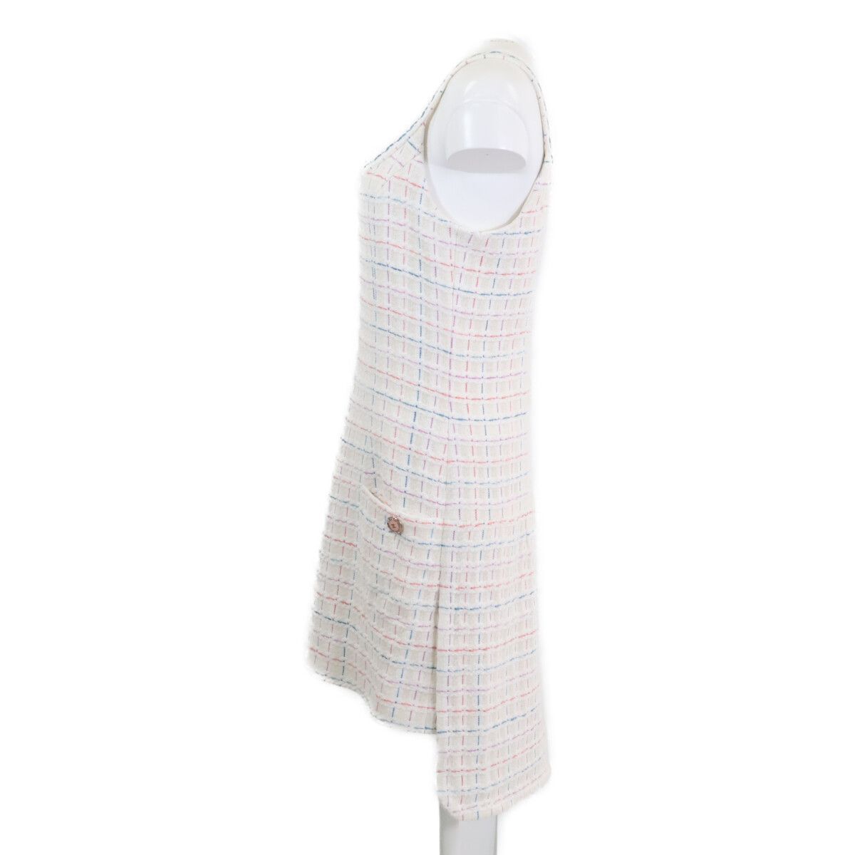 Chanel Tweed CC Logo Button Sleeveless 36 Dress — view 3