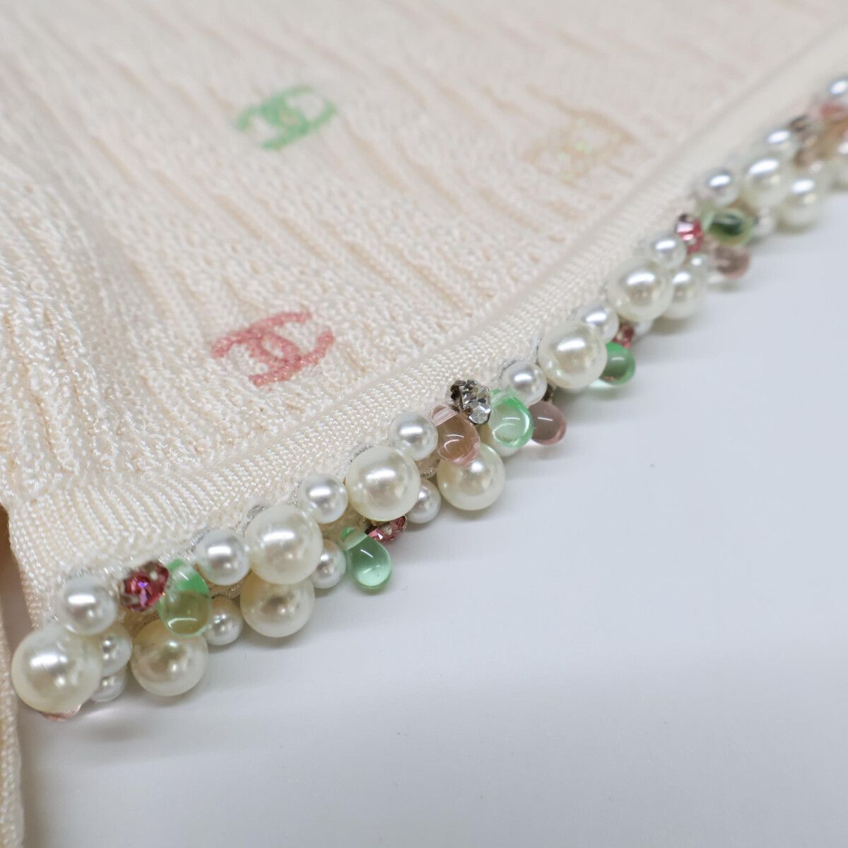 Chanel CC Logo Pearl Biju Silk Knit Dress 36 — view 9