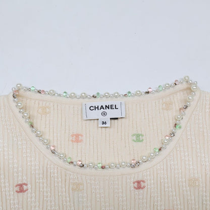 Chanel CC Logo Pearl Biju Silk Knit Dress 36 — view 4