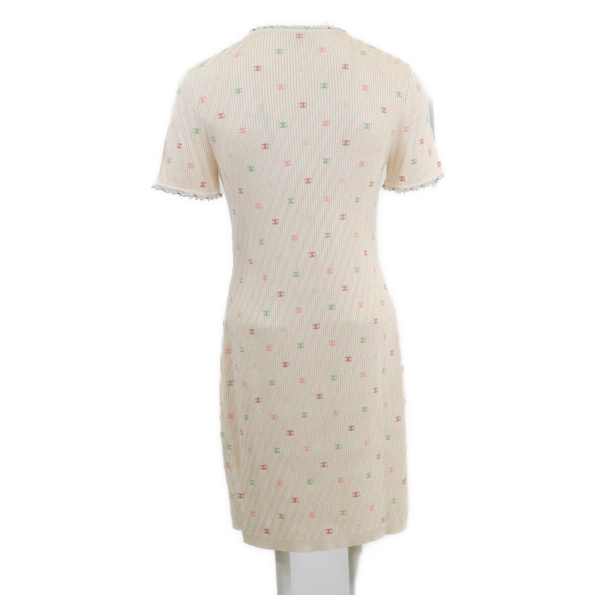 Chanel CC Logo Pearl Biju Silk Knit Dress 36 — view 3