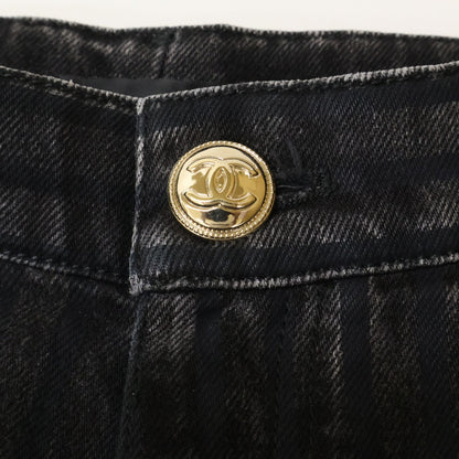 Chanel 20k Striped CC Logo Button Denim Pants 36 — view 9