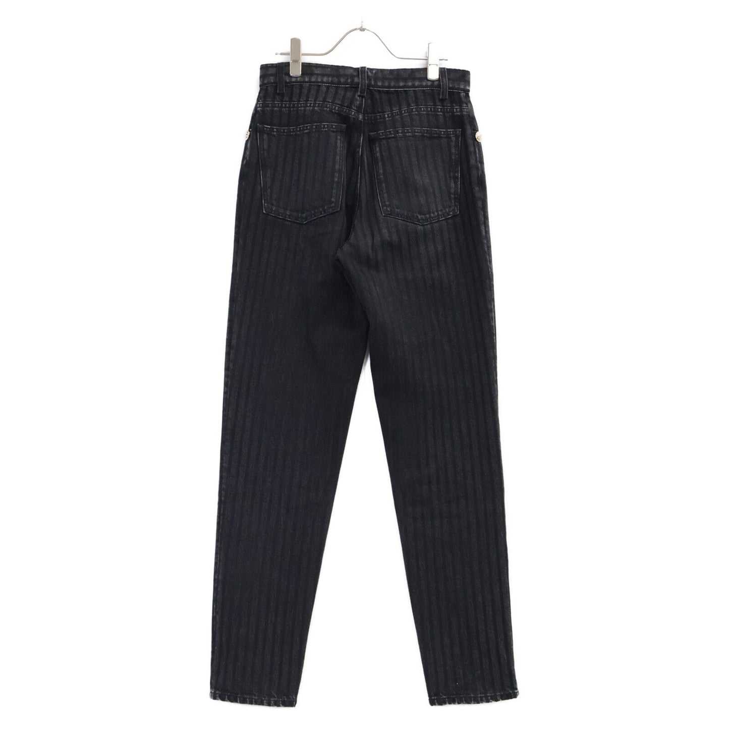 Chanel 20k Striped CC Logo Button Denim Pants 36 — view 2