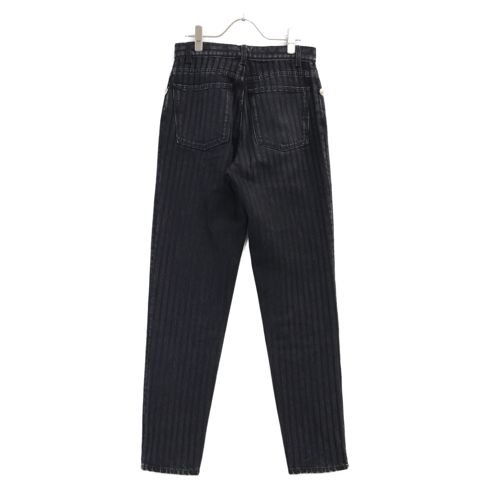Chanel 20k Striped CC Logo Button Denim Pants 36 — view 2