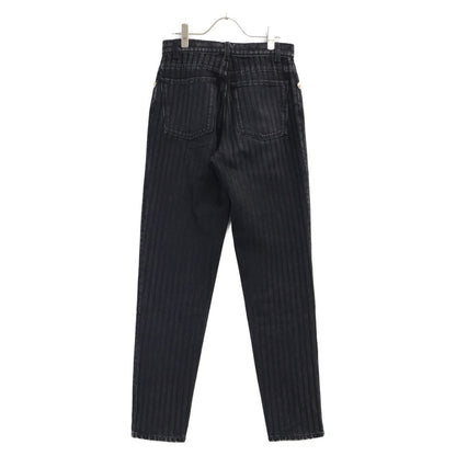 Chanel 20k Striped CC Logo Button Denim Pants 36 — view 2
