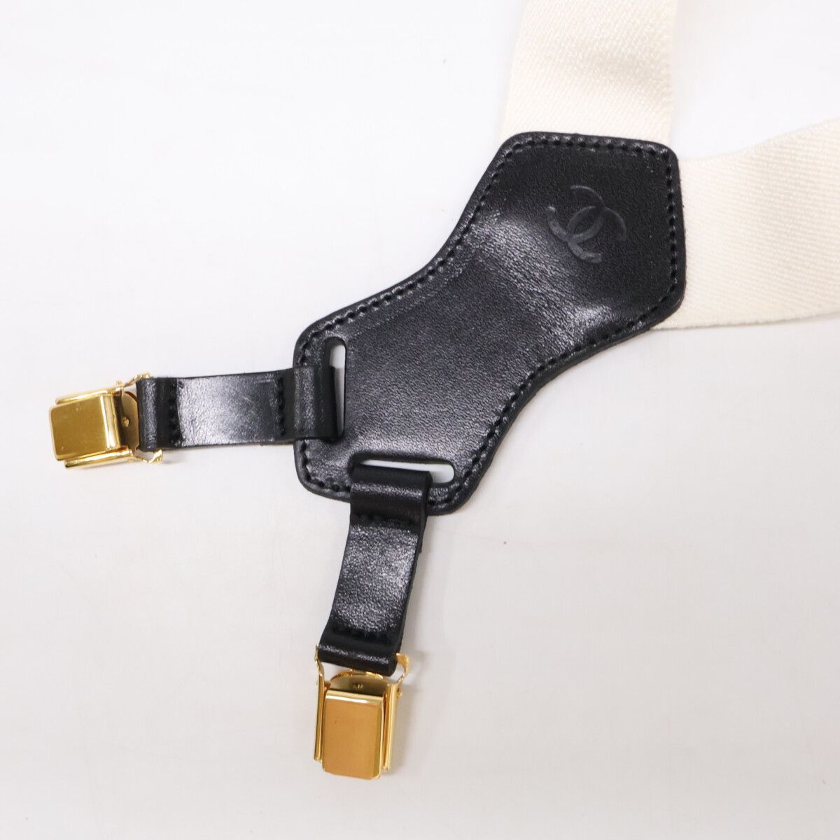 Chanel Leather Fabric Logo Suspenders — view 2
