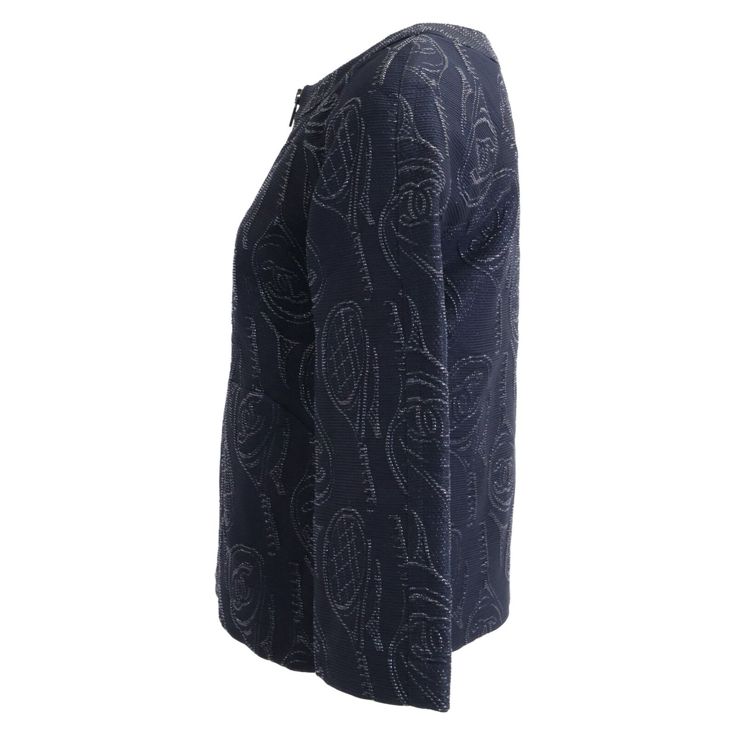 Chanel Sports Line All Over Pattern Silk Blend Collarless Jacket 34 — view 2