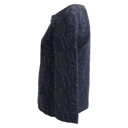 Chanel Sports Line All Over Pattern Silk Blend Collarless Jacket 34 — view 2