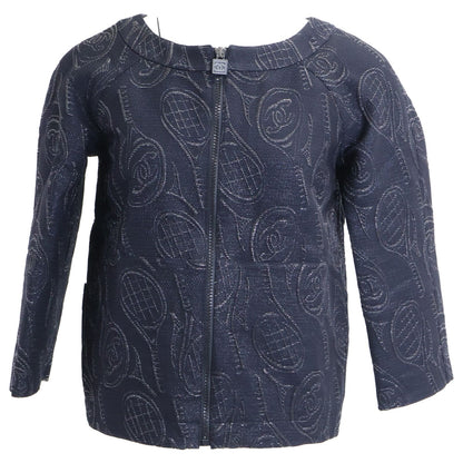 Chanel Sports Line All Over Pattern Silk Blend Collarless Jacket 34