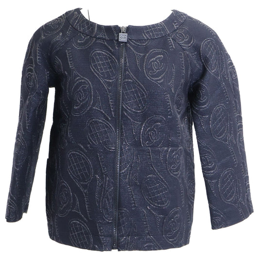 Chanel Sports Line All Over Pattern Silk Blend Collarless Jacket 34