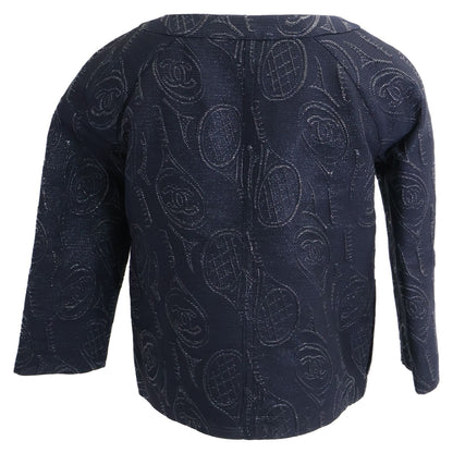 Chanel Sports Line All Over Pattern Silk Blend Collarless Jacket 34 — view 3