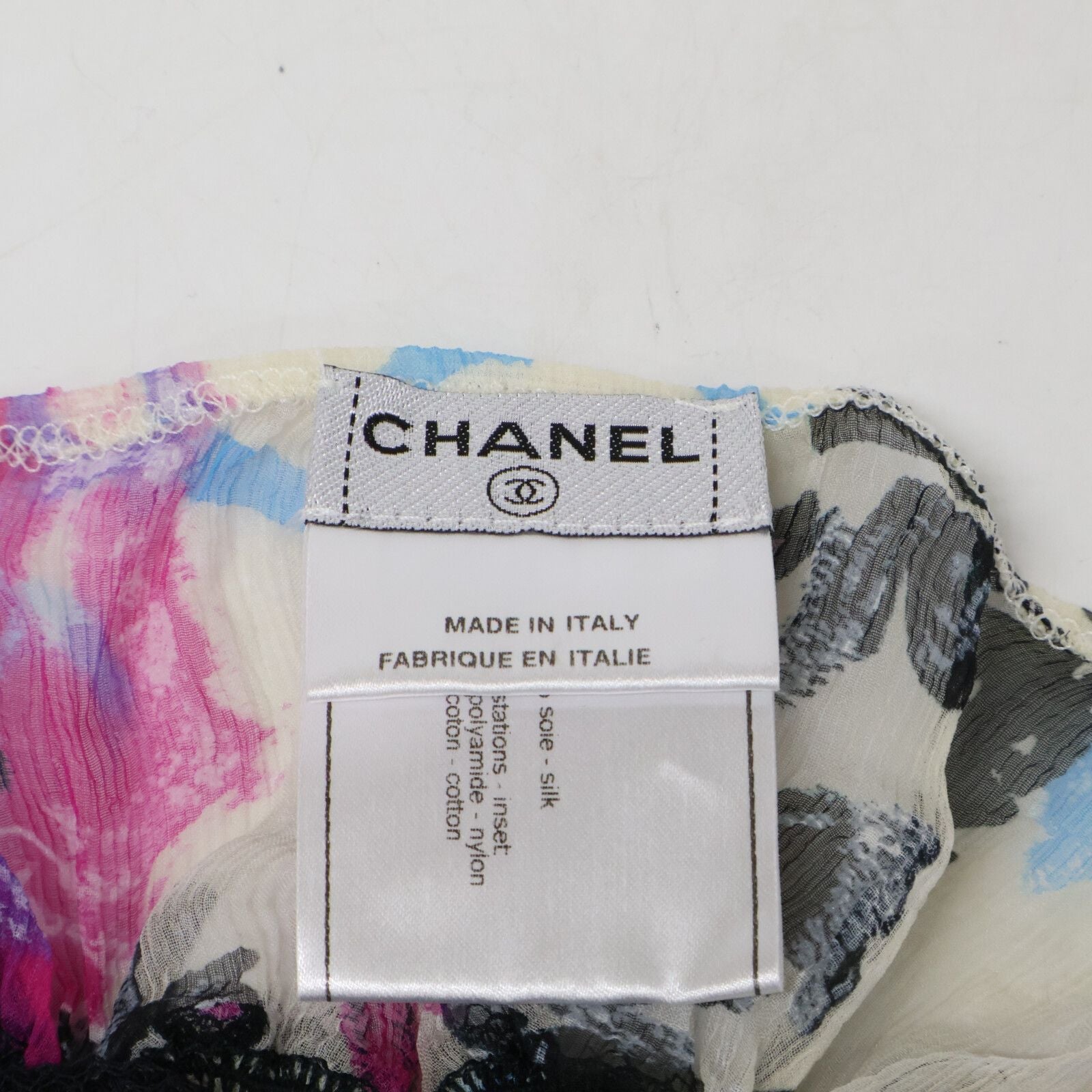 Chanel 07c Silk Graffiti CC Logo Lace Trim Camisole 38 — view 4