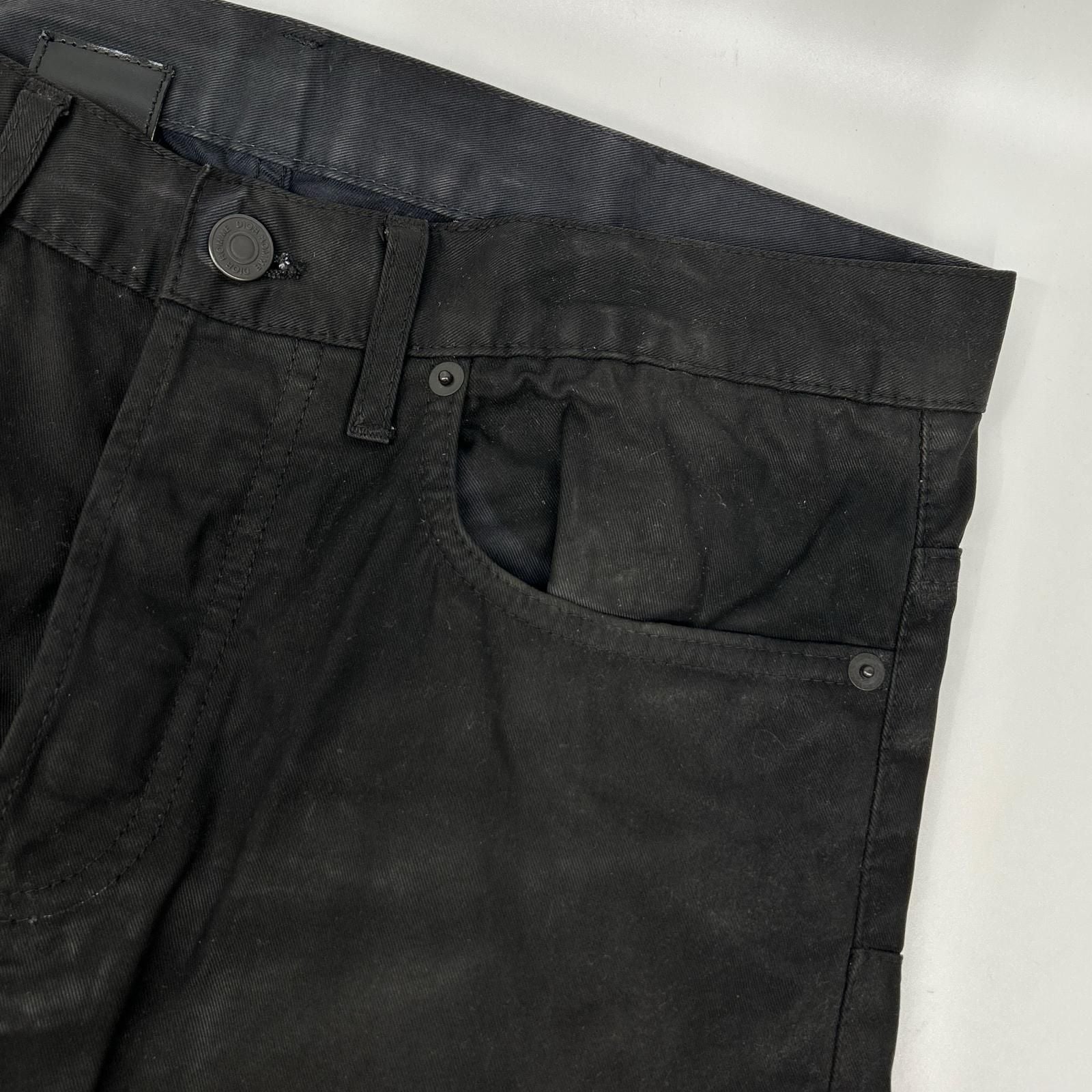 Dior Homme Chris Era Black Cotton Coating Stretch Skinny Pants 29 — view 7