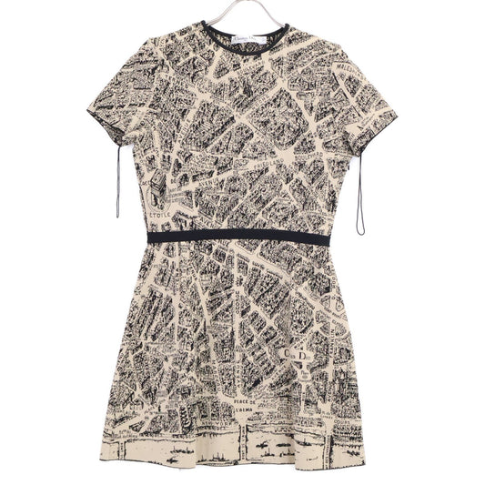 Dior Plan de Paris Allover Pattern Short Sleeve Mini Dress