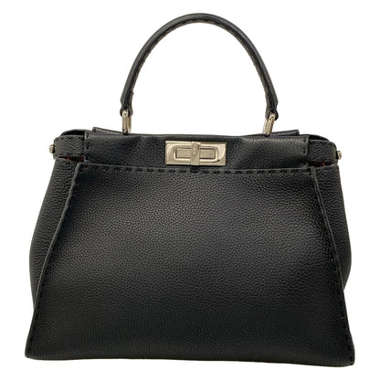 Fendi Handbag Peekaboo Iconic Selleria Black Leather