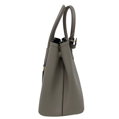 Prada Handbag Double Bag Gray Beige Leather — view 4