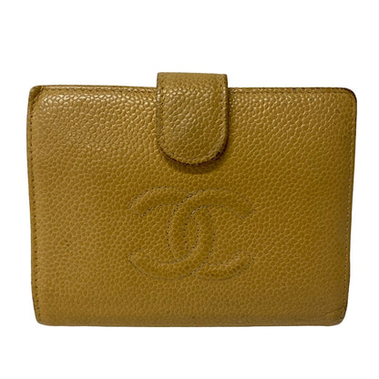 Chanel 2 Folding Wallet Light Brown Gold Kiss Lock