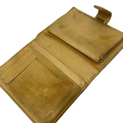 Chanel 2 Folding Wallet Light Brown Gold Kiss Lock — view 3
