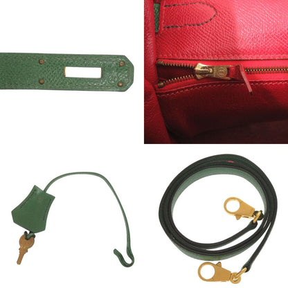 Hermes Kelly 32 Retourne Bicolor Courchevel Rouge Vif Vert Gold Handbag — view 7