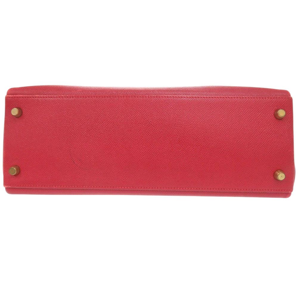 Hermes Kelly 32 Retourne Bicolor Courchevel Rouge Vif Vert Gold Handbag — view 3