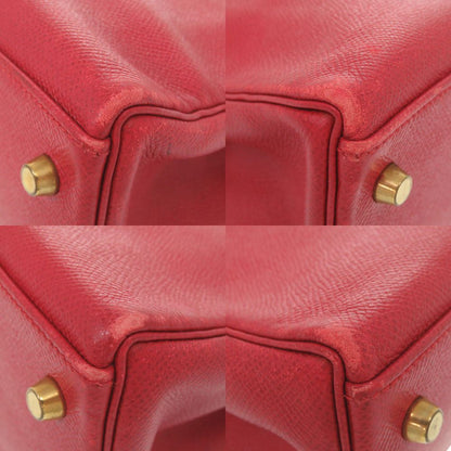 Hermes Kelly 32 Retourne Bicolor Courchevel Rouge Vif Vert Gold Handbag — view 4