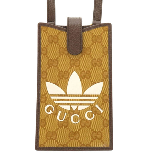 Gucci Adidas GG Crystal Leather Brown Phone Case