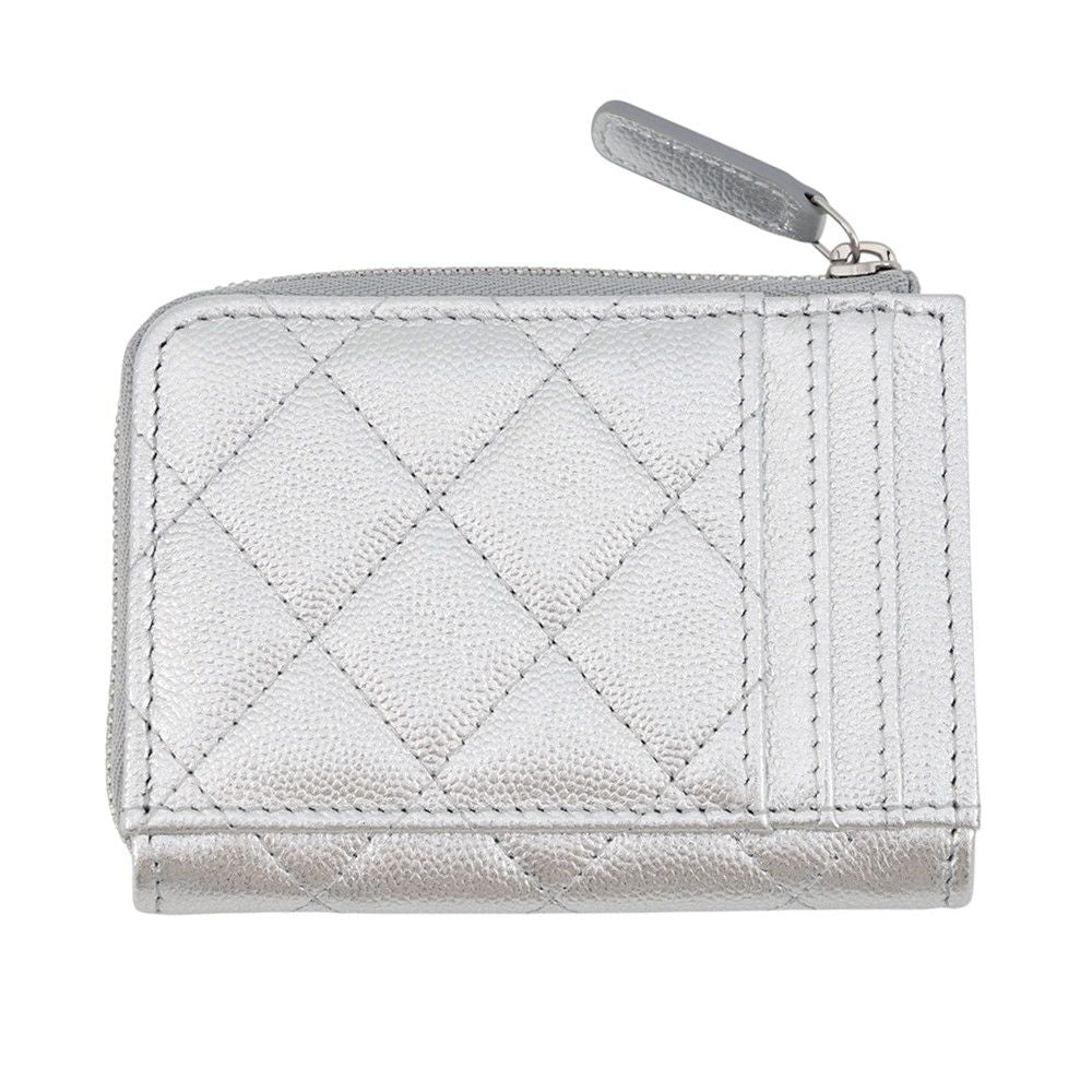 Chanel Coin Case Quilted CC Logo Fragment Caviar Leather Wallet Purse — view 3