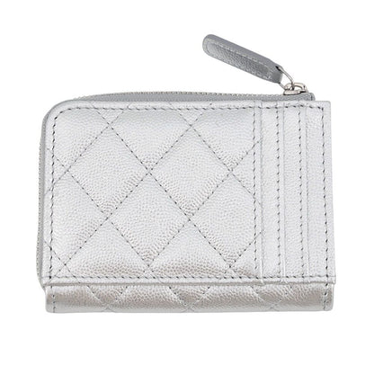 Chanel Coin Case Quilted CC Logo Fragment Caviar Leather Wallet Purse — view 3