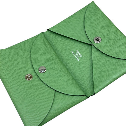 Hermes Coin Case Calvi Duo Vert Cricket — view 3